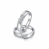 Zircon Heart Forever Love Silver Couple Ring
