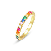 Round Shape Colourful Zircon Half Eternity Silver Ring