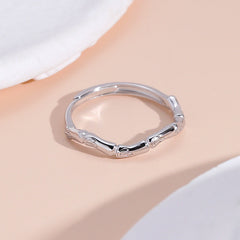 Bamboo Design Wave Opening Sterling Silver Ring
