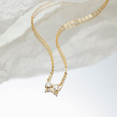 Mini Zircon Bow Pendant Silver Necklace for Women