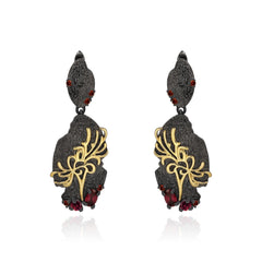 Georgia Design s925 Silver Natural Rose Pomegranate Drop Earrings for women