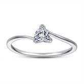 Heart Shaped Zircon Solitaire Silver Ring for Women