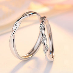 Twisted Mobius with Zircon Silver Couple Ring