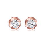 Round Zircon Flower Silver Studs Earrings for Women