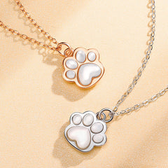 Mother of Pearl Cat Claw Silver Necklace for Women