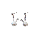 Rabbit with Oval Pearl Silver Drop Earrings for Women