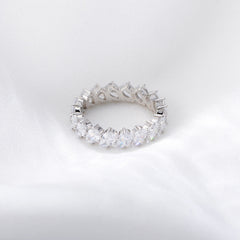 Circle of Water Drop White Zircon Sterling Silver Ring for Women