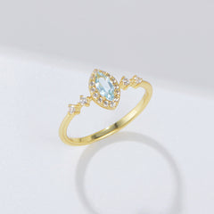 Blue Topaz Marquise Soleste Halo Sterling Silver for Women