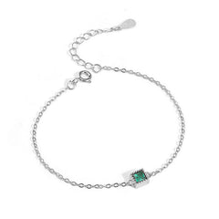 Princess Cut Green Zircon Sterling Silver Bracelet