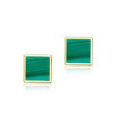 Square Malachite Sterling Silver Stud Earrings