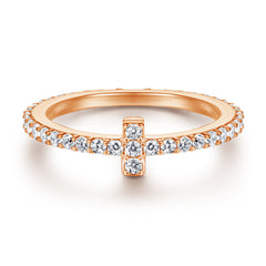 Full Zircon Cross Silver Ring for Women