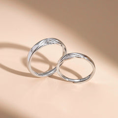 Wings Pattern Opening Sterling Silver Couple Ring