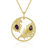 Personalized Design Natural Amethyst Gold Colour Feather Pendant Silver Necklace for Women