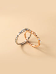 Interweave Stripe with Row Zircon Silver Ring for Women