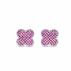 Full Zircon Four-leaf Clover Silver Stud Earrings