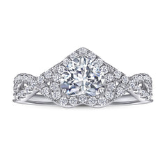 Heart Zircon Soleste Halo Modern Split Shank Silver Ring for Women