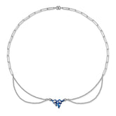 Melted Blue Bow Pendant Splicing Silver Necklac