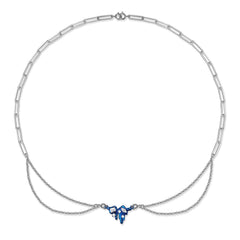 Melted Blue Bow Pendant Splicing Silver Necklac