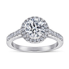 (1.0CT) Round Zircon Soleste Halo Silver Ring for Women