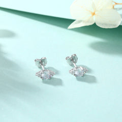 Round Zircon Marquise Shape Silver Studs Earrings for Women