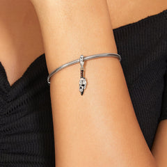 Halloween Skull Knife Silver Pendant