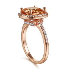 Cushion Cut Zircon Soleste Halo Silver Ring for Women