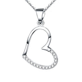 (Pendant Only) Half Zircon Hollow Heart Silver Pendant for Women
