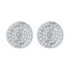 Circular Vortex Zircon Sterling Silver Stud Earrings