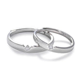 V-shape Round Zircon Silver Couple Ring