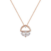 Semicircle Zircon Circle Pendant Silver Necklace for Women