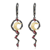 Natural Style S925 Silver Natural Color Gemstone Garnet Drop Earrings for Women