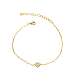 Single Heart with Zircon Silver Bracelet for Women