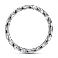 Interwoven Waves with Round Zircon Silver Ring for Women