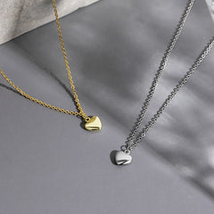 Glossy Heart Pendant Silver Necklace for Women