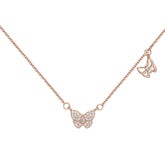 Zircon Butterfly Pendant with Hollow Butterfly Silver Necklace for Women