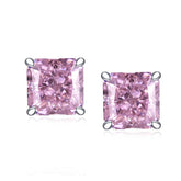 Solitaire Square Pink Zircon Stud Earrings