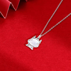 Mother of Pearl Dragon Baby Pendant Sterling Silver Necklace