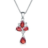European Banquet Design Inlaid Natural Colourful Gemstones Pendant Silver Necklace for Women