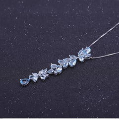 Natural Topaz String Pendant Sterling Silver Necklace for Women