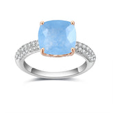 Vintage Natural Gemstone Square Solitaire Sterling Silver Ring