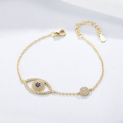Zircon Hollow Devil's Eye Silver Bracelet for Women