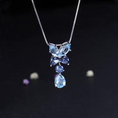 Premium Natural Topaz Creative Design Pendant Sterling Silver Necklace for Women