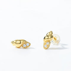 Conch Zircon Sterling Silver Stud Earrings
