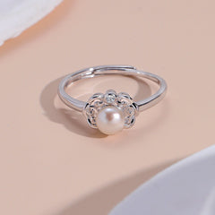 Freshwater Pearl Lace Edge Design Opening Sterling Silver Ring