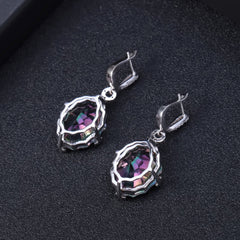 Crystal Special Oval Shaped Silver Drop Earrings for Women