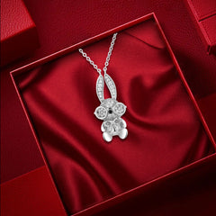Zircon Bunny Silver Necklace for Women