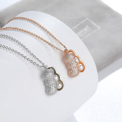 Zircon Peanut with Pearl Silver Necklace for Women