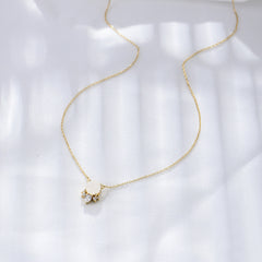 Moon Stone with Zircon Sterling Silver Necklace for Women