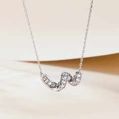 Zircon Spiral Pendant Sterling Silver Necklace