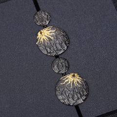 Dark Retro s925 Silver Natural Yellow Crystal Earrings for women